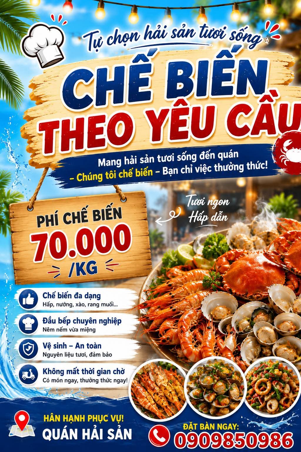 Bếp nhà Sunny Phú Quốc - Thưởng thức hải sản tươi sống, chế biến theo yêu cầu