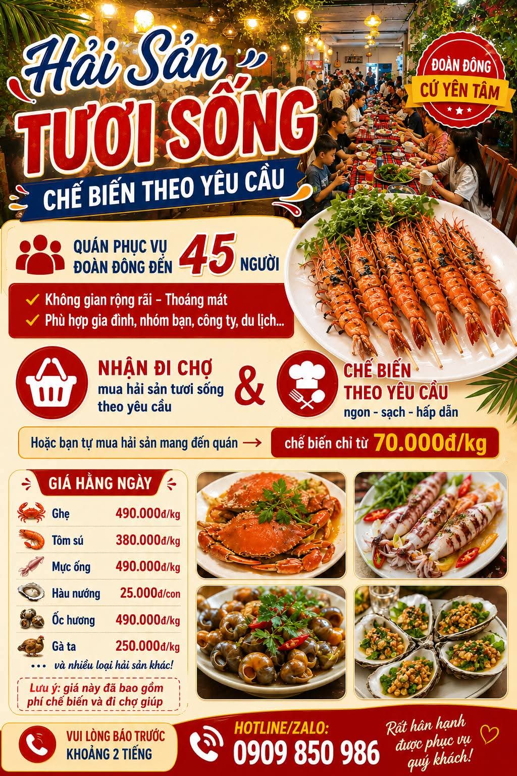 Bếp nhà Sunny Phú Quốc - Thưởng thức hải sản tươi sống, chế biến theo yêu cầu