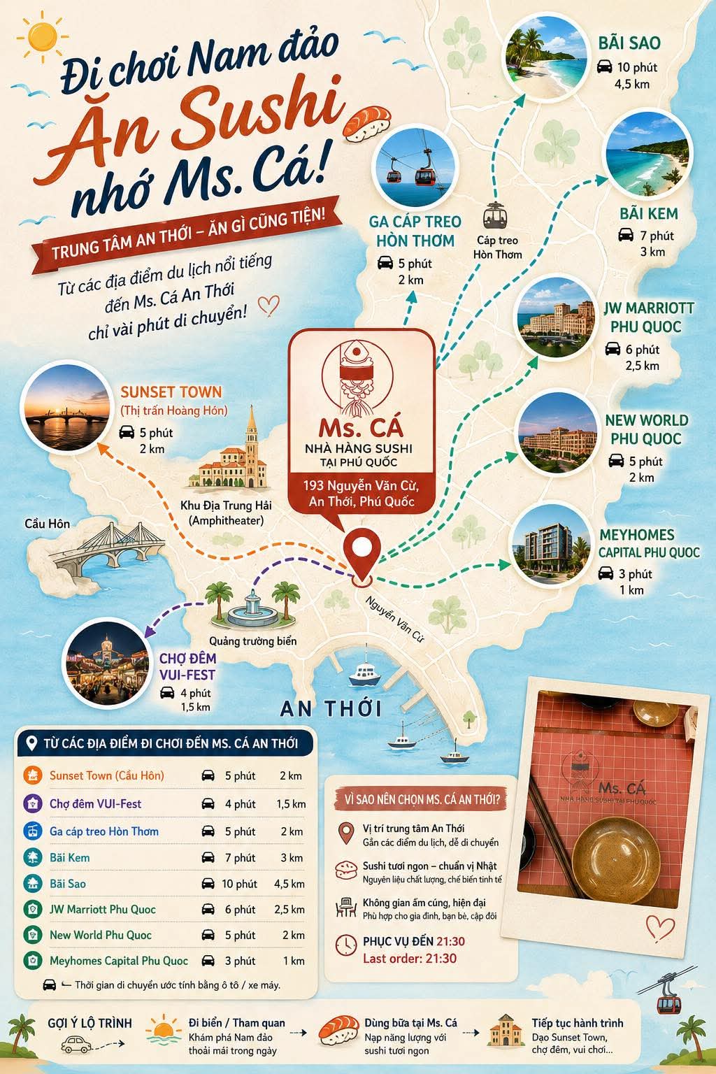 Nhà hàng Sushi Ms Cá An Thới - Một địa chỉ ăn món Nhật ở khu vực Nam đảo Phú Quốc